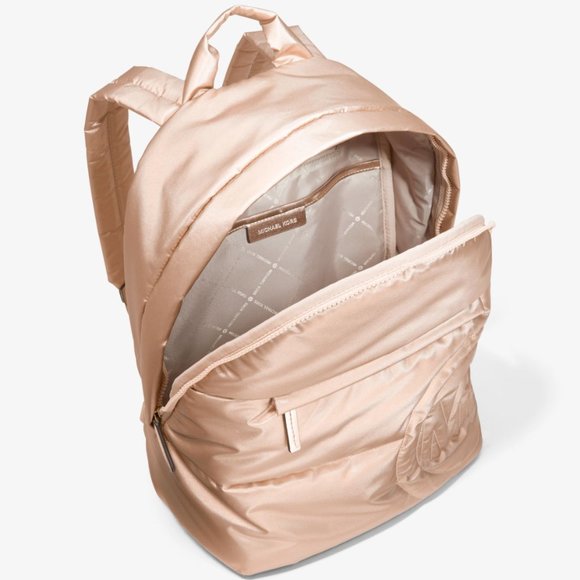 MICHAEL KORS Rae Medium Quilted Rose Gold Metallic Cotton Blend Backpack SEALED - Picture 7 of 8